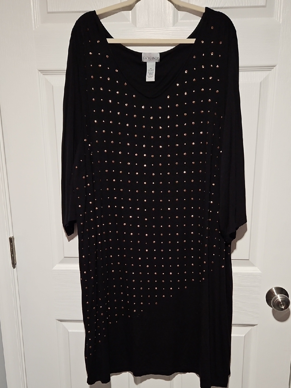 Catherines Black 3/4 Sleeve  V-Neck Dress